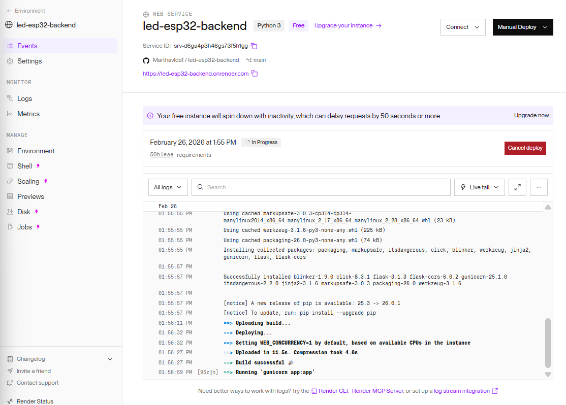 Render y Github | Ciberfisicos